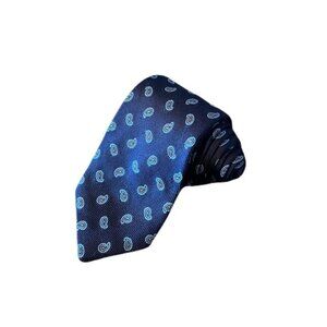 Brioni 59 x 3.5 Blue Paisley Silk Neck Tie